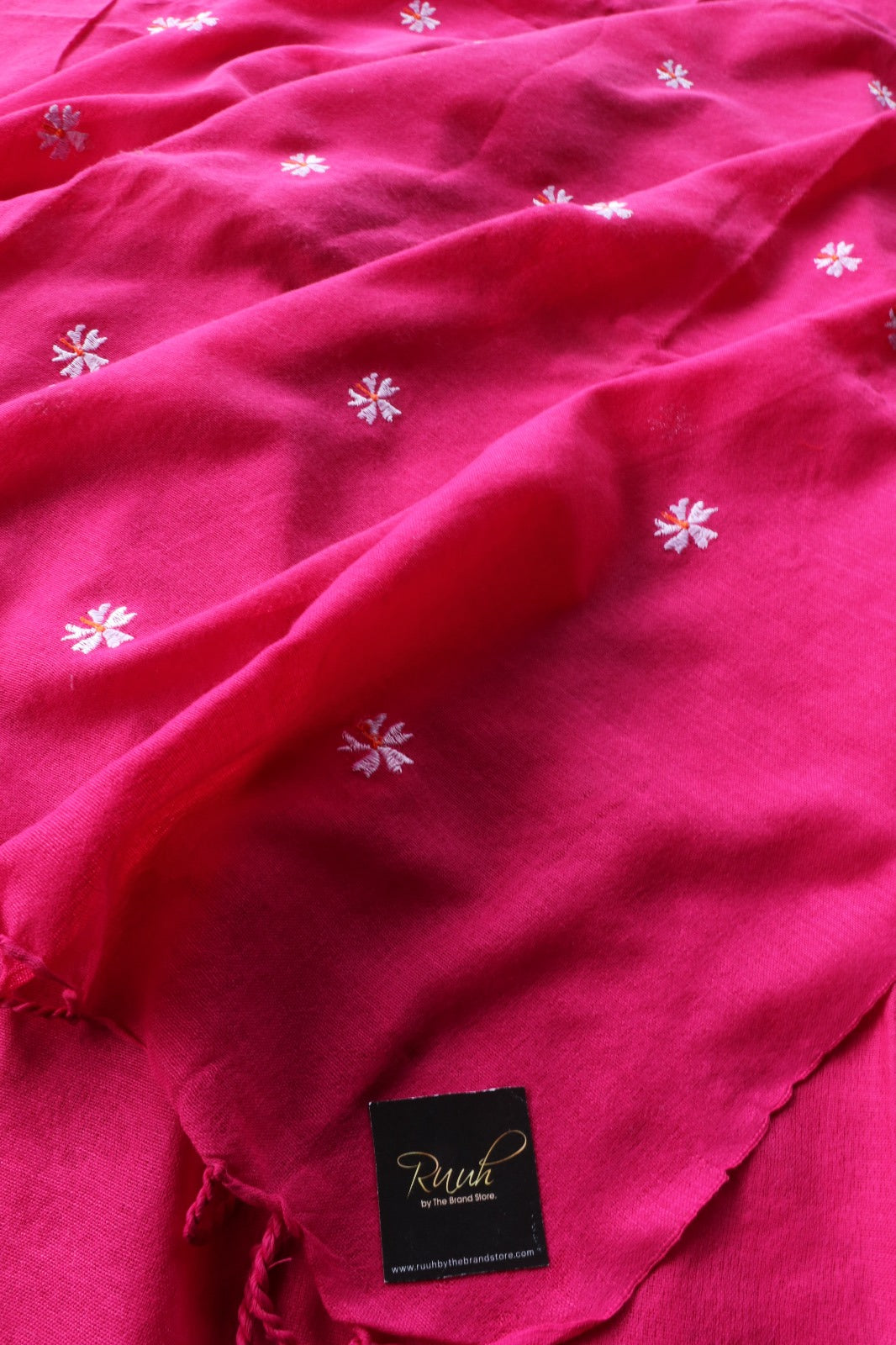 HOT PINK KHADI COTTON PARIJAT EMBRODIERY