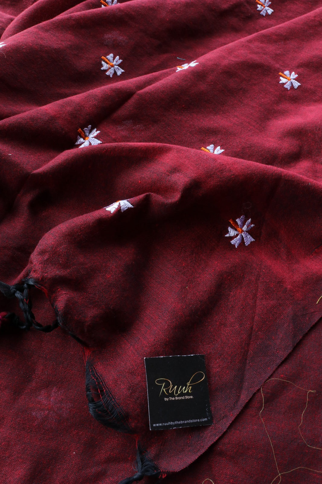 MAROON KHADI COTTON PARIJAT EMBROIDERY