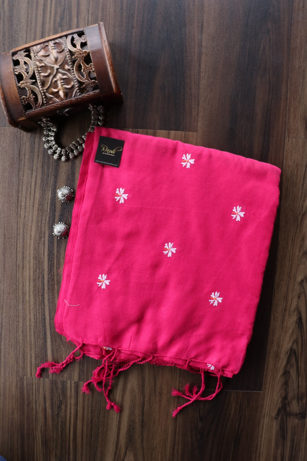 HOT PINK KHADI COTTON PARIJAT EMBRODIERY