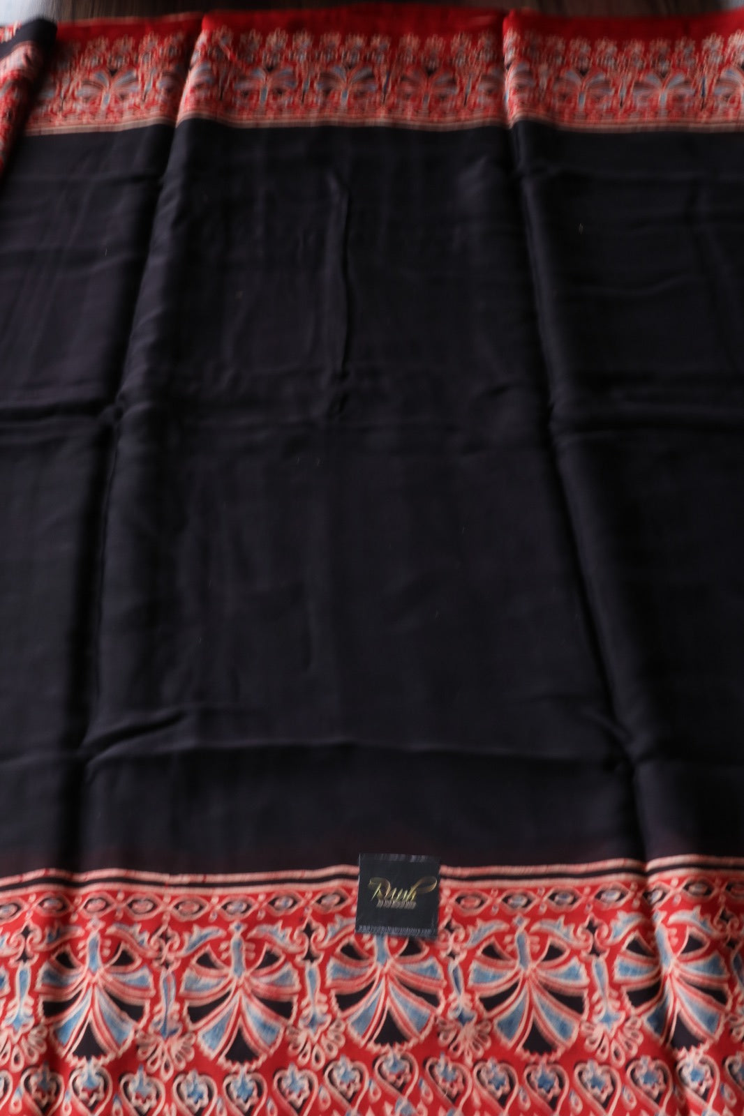 BLACK MODAL SILK WITH RED BORDER