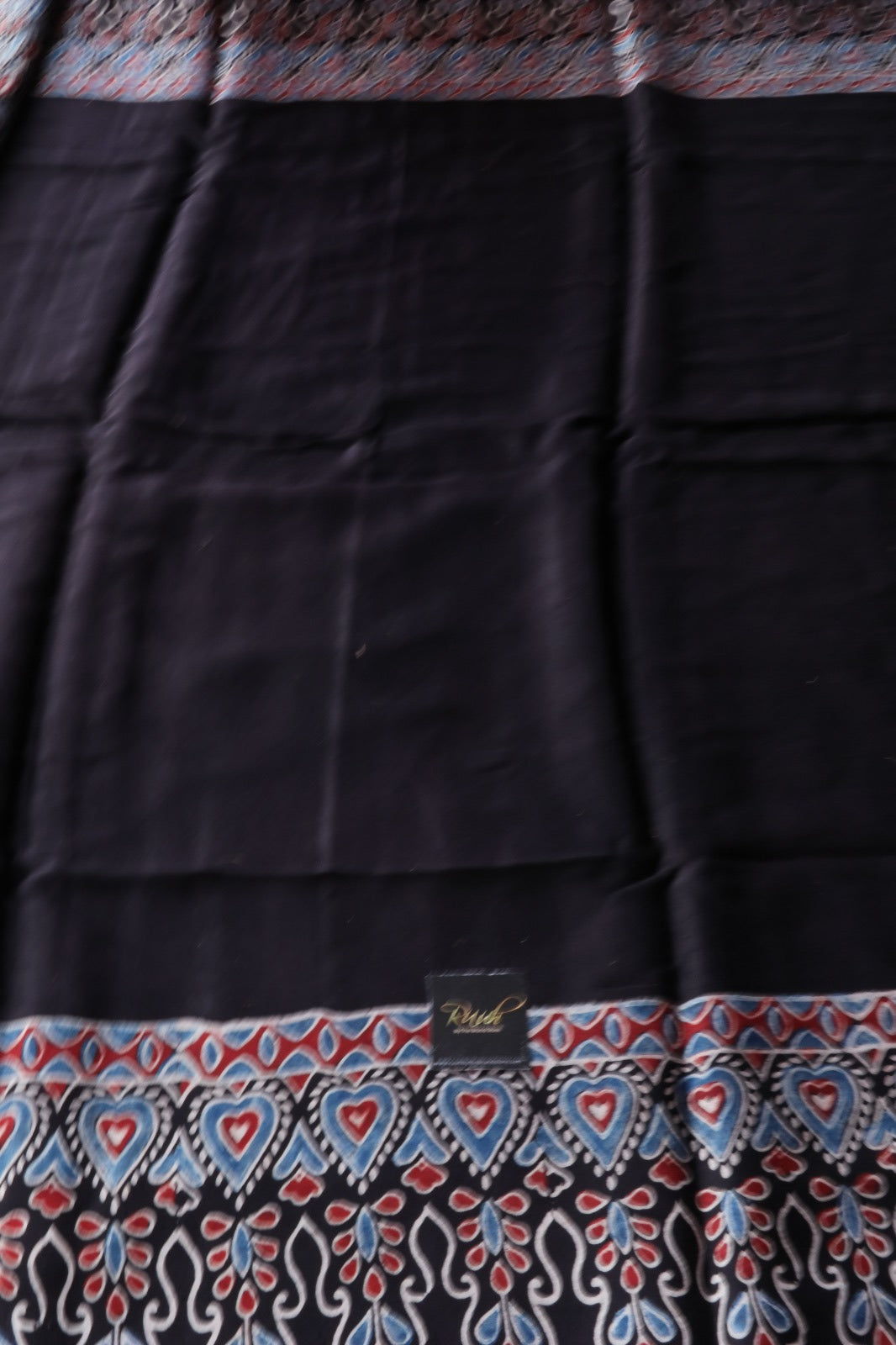 BLACK MODAL SILK WITH  BORDER DESIGN