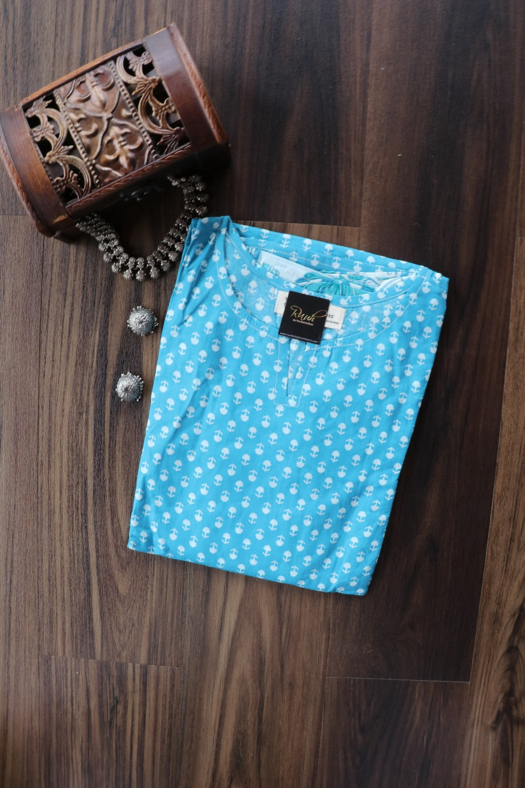 BLUE PANEL CUT LONG KURTA