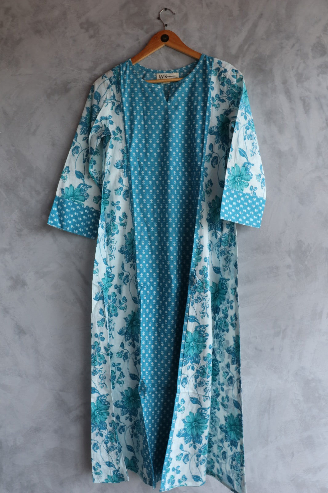 BLUE PANEL CUT LONG KURTA