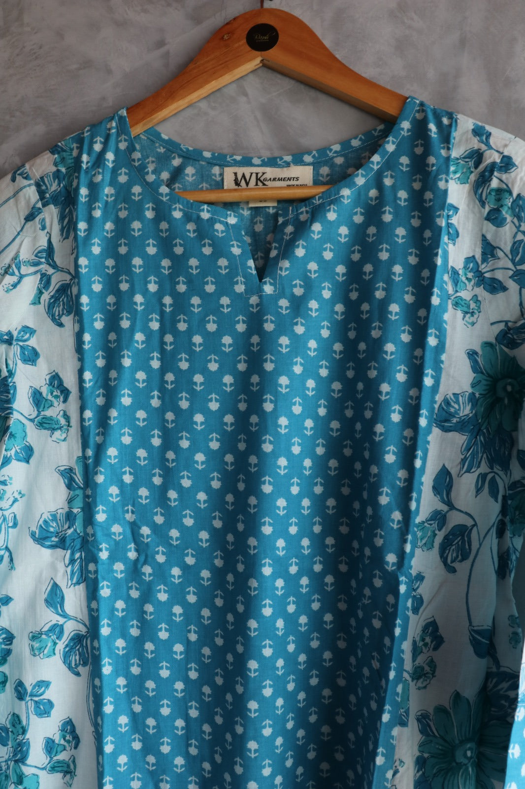 BLUE PANEL CUT LONG KURTA