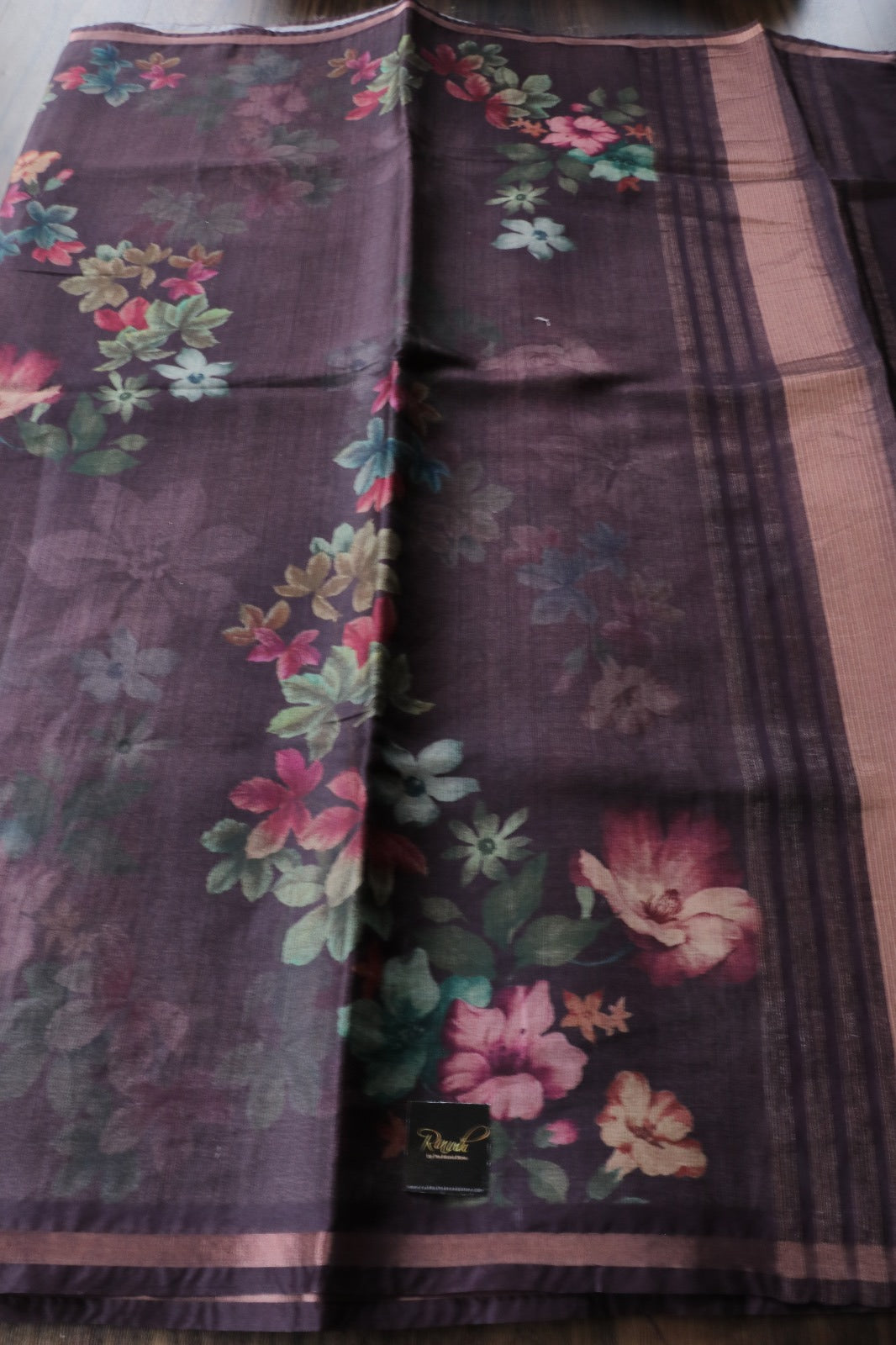 SEMI SILK SAREE WITH FLORAL PRINTS