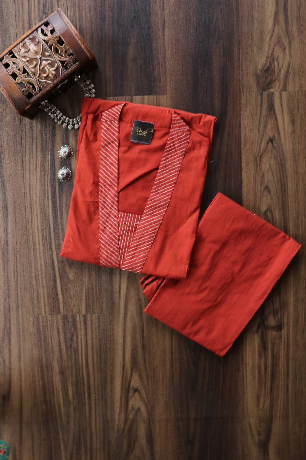 RUST BROWN COTTON CO ORD SET