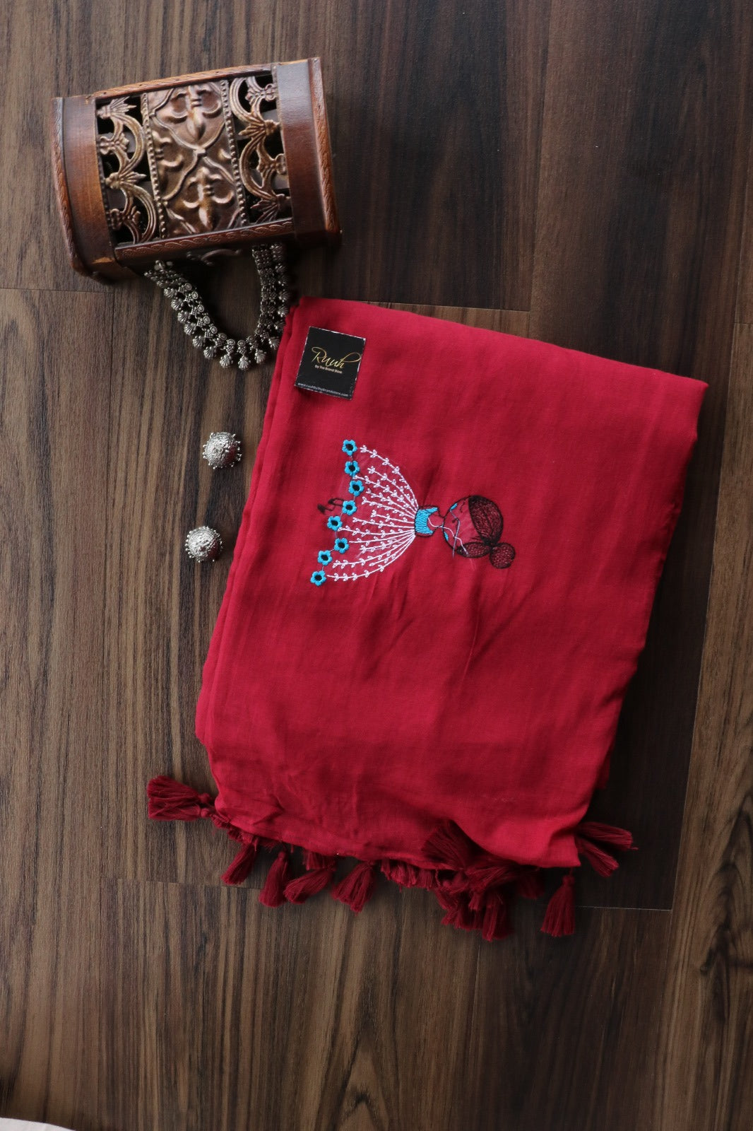 MAROON MULMUL DOLL EMBROIDERY