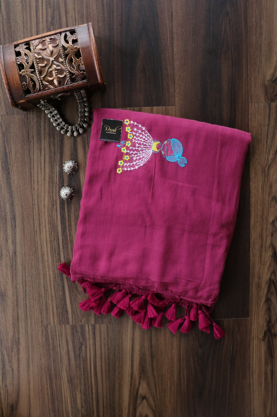 WINE MULMUL DOLL EMBROIDERY