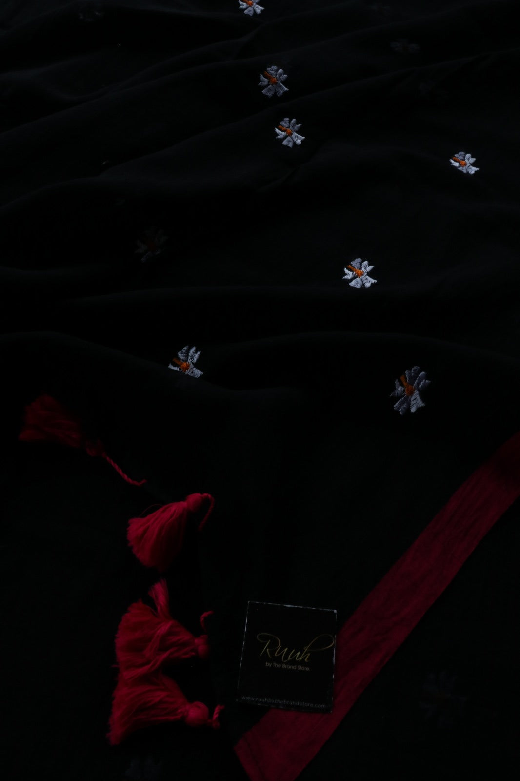 BLACK MULMUL PARIJAT EMBDROIDERY