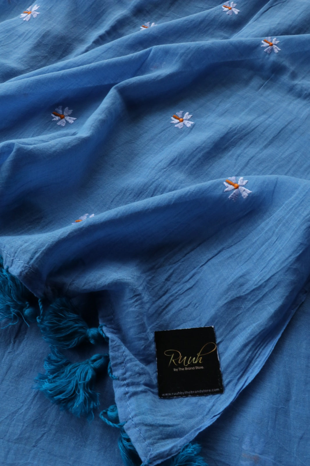 PASTEL BLUE MULMUL PARIJAT EMBROIDERY