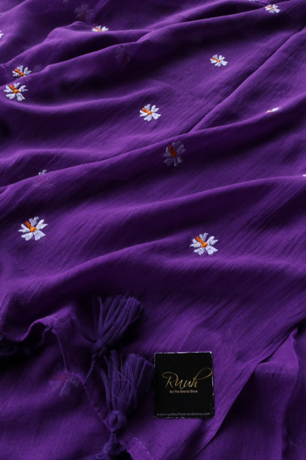 PURPLE MULMUL PARIJAT EMBROIDERY