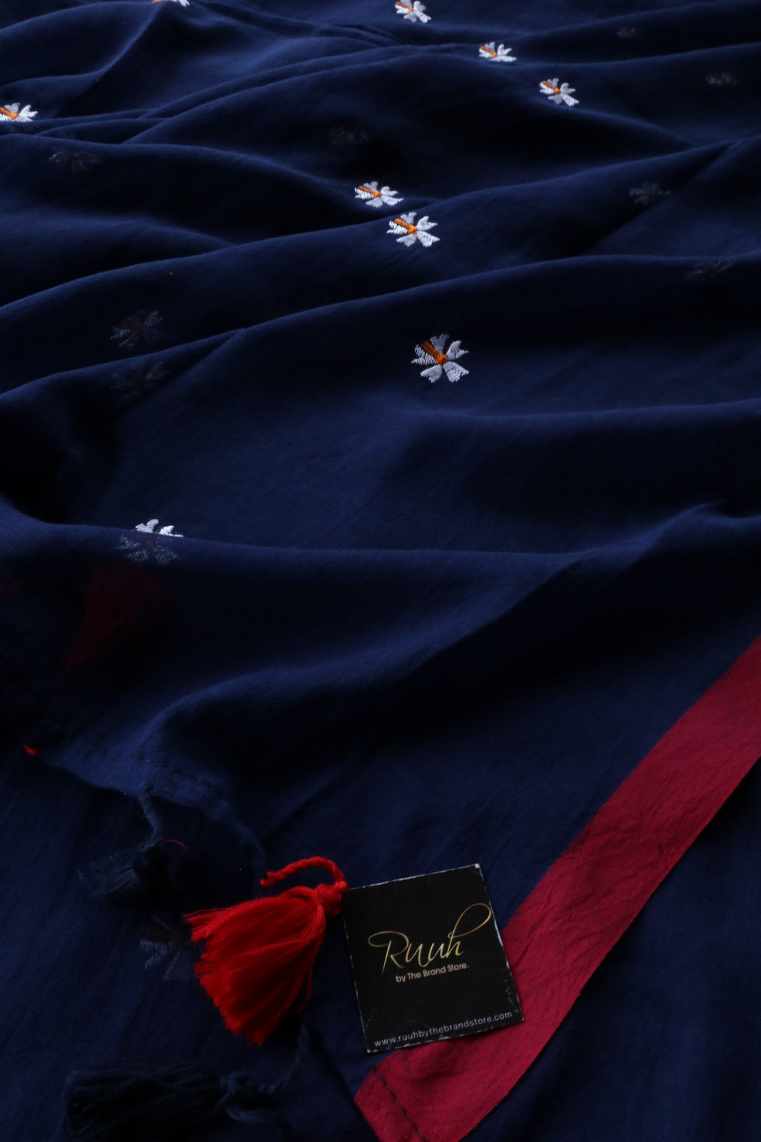 DARK BLUE MULMUL PARIJAT EMBROIDERY