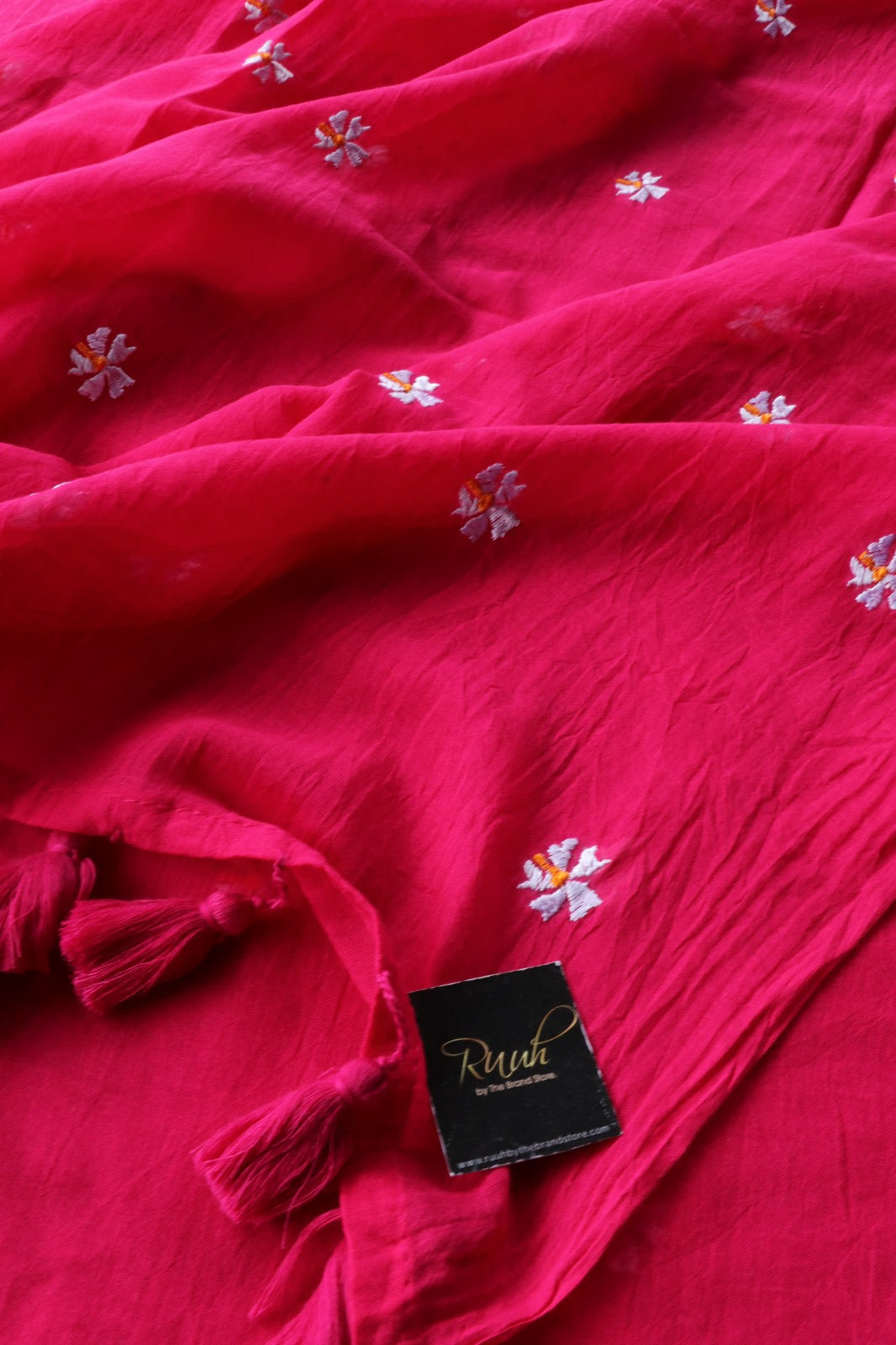 HOT PINK MULMUL PARIJAT EMBROIDERY