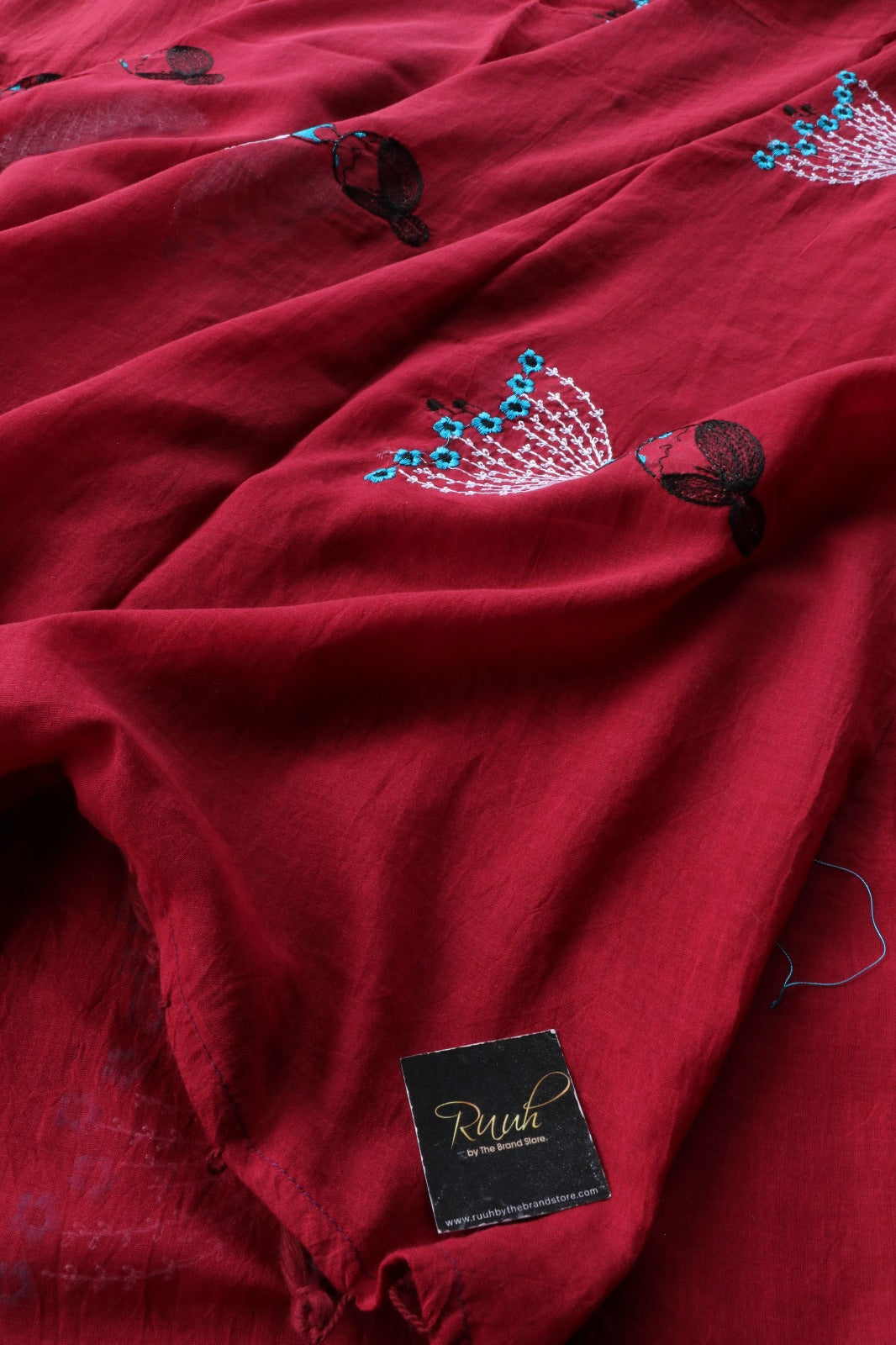 MAROON MULMUL DOLL EMBROIDERY