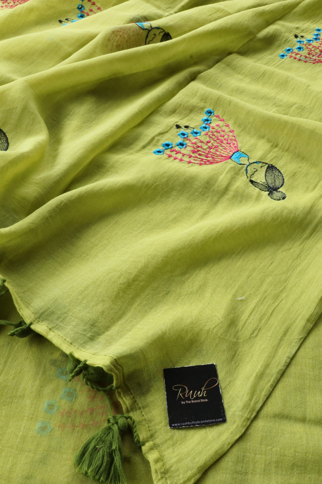 MEHENDI GREEN MULMUL DOLL EMBROIDERY