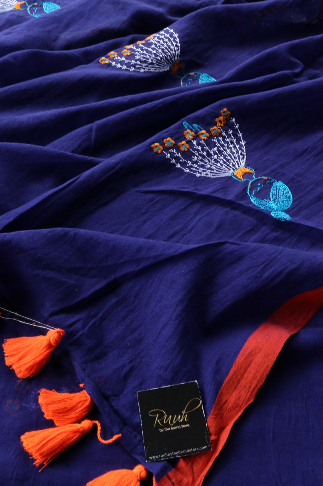 BLUE MULMUL WITH DOLL EMBROIDERY