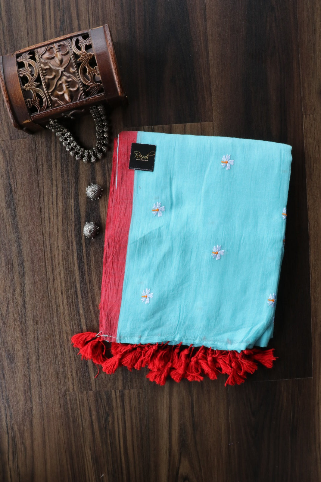 LIGHT BLUE  MULMUL PARIJAT SAREE