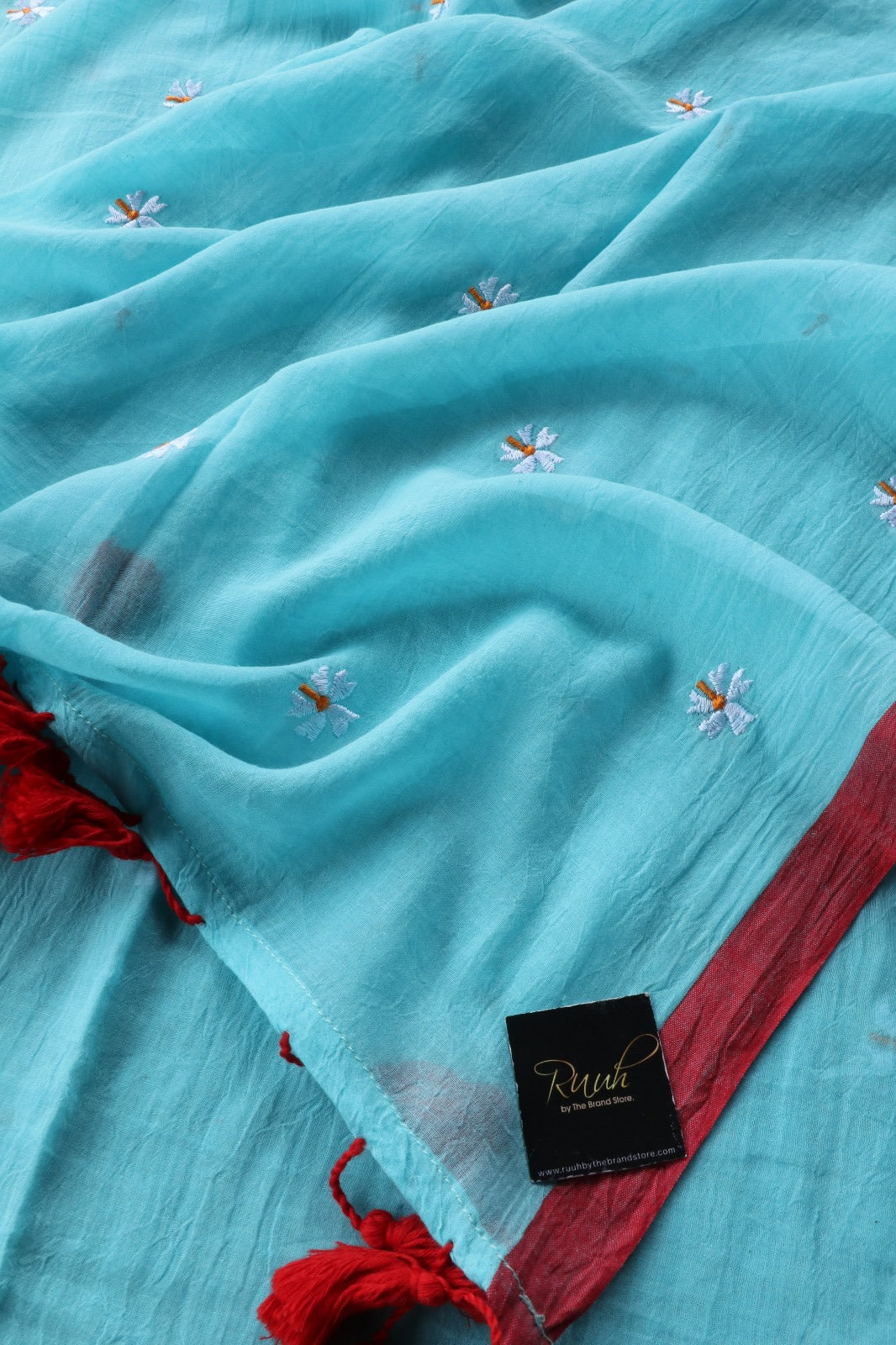 LIGHT BLUE  MULMUL PARIJAT SAREE