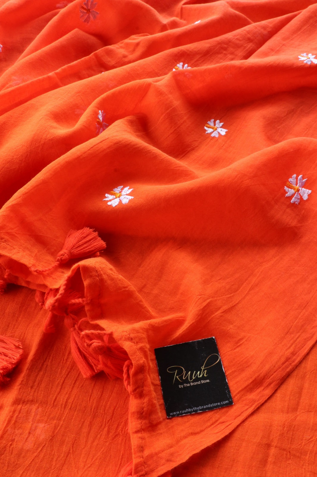 ORANGE MULMUL PARIJAT EMBROIDERY