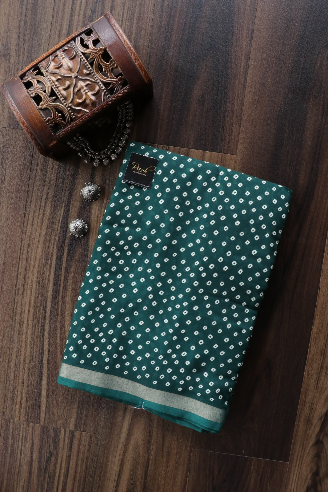 DARK GREEN COTTON MIX SAREE