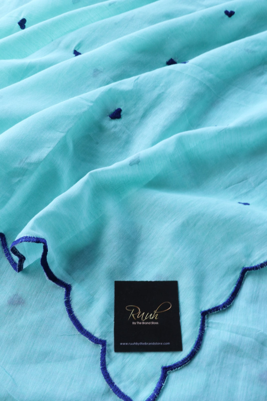 LIGHT BLUE MUL COTTON WITH HEART EMBROIDERY