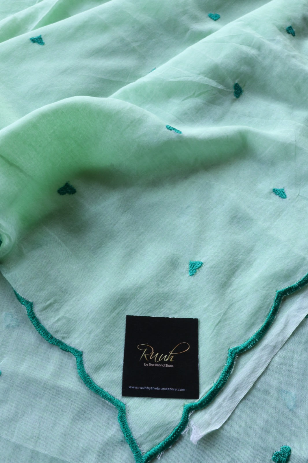 LIGHT PISTA MUL COTTON WITH HEART EMBROIDERY