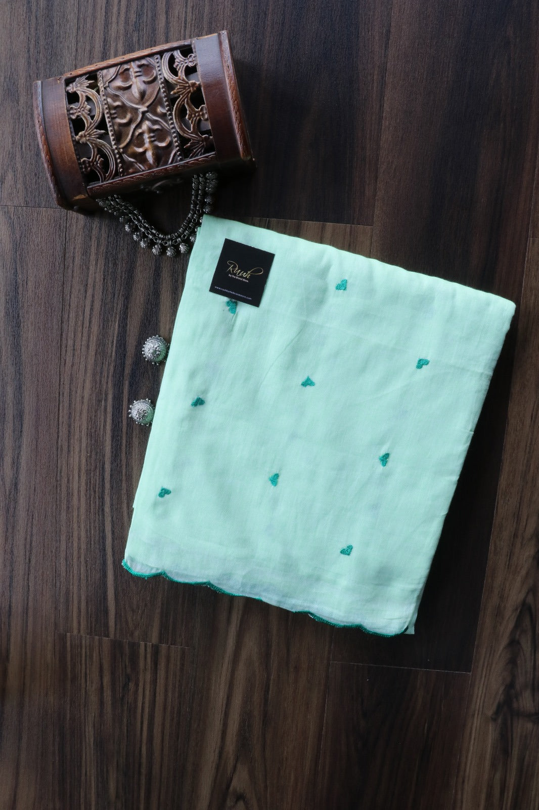 LIGHT PISTA MUL COTTON WITH HEART EMBROIDERY