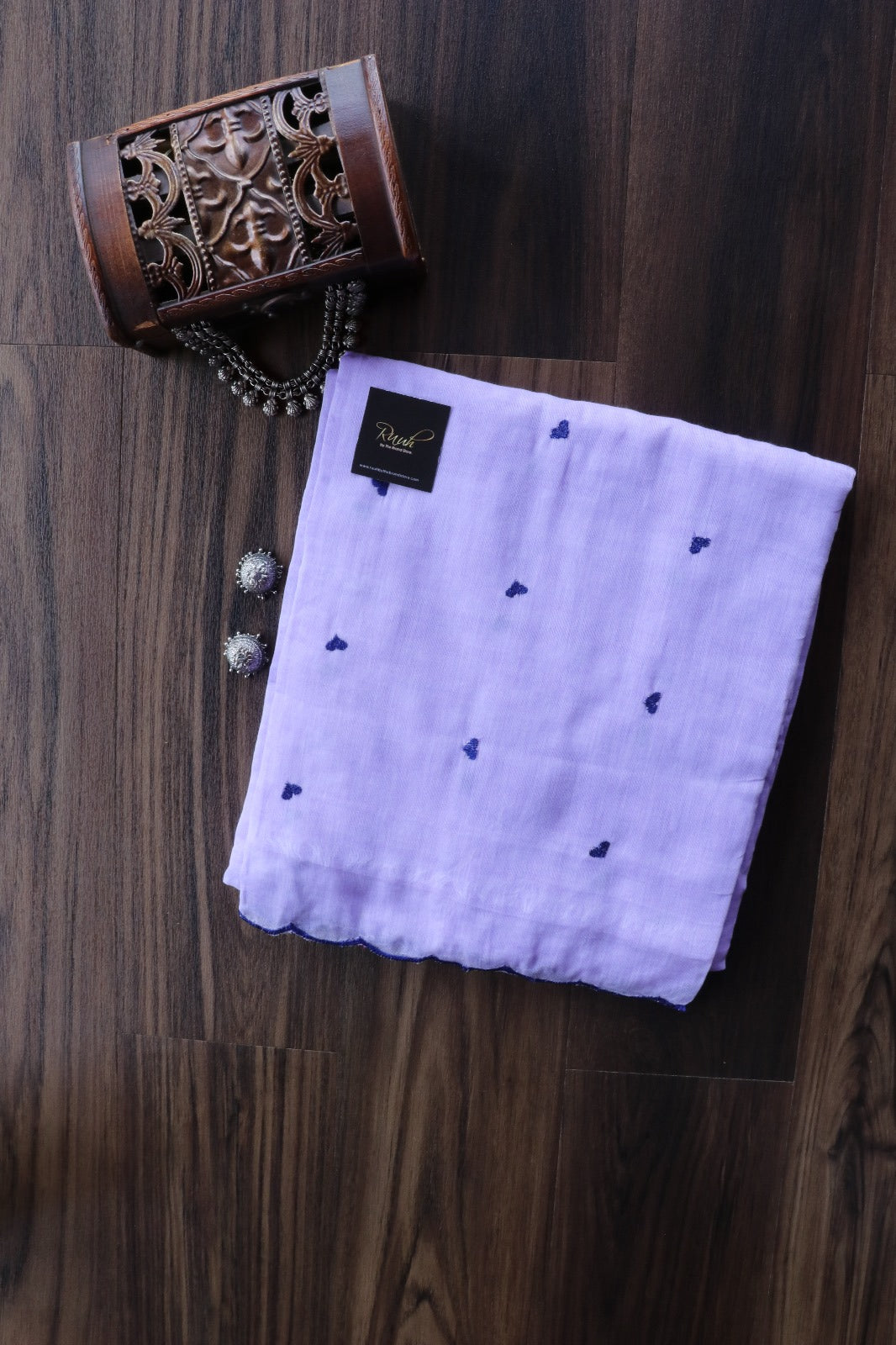 LAVENDER MUL COTTON WITH HEART EMBROIDERY