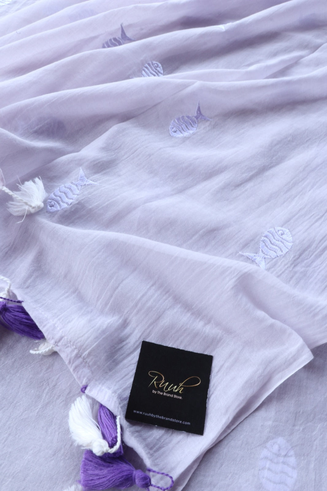 LIGHT LILAC MULMUL FISH EMBROIDERY