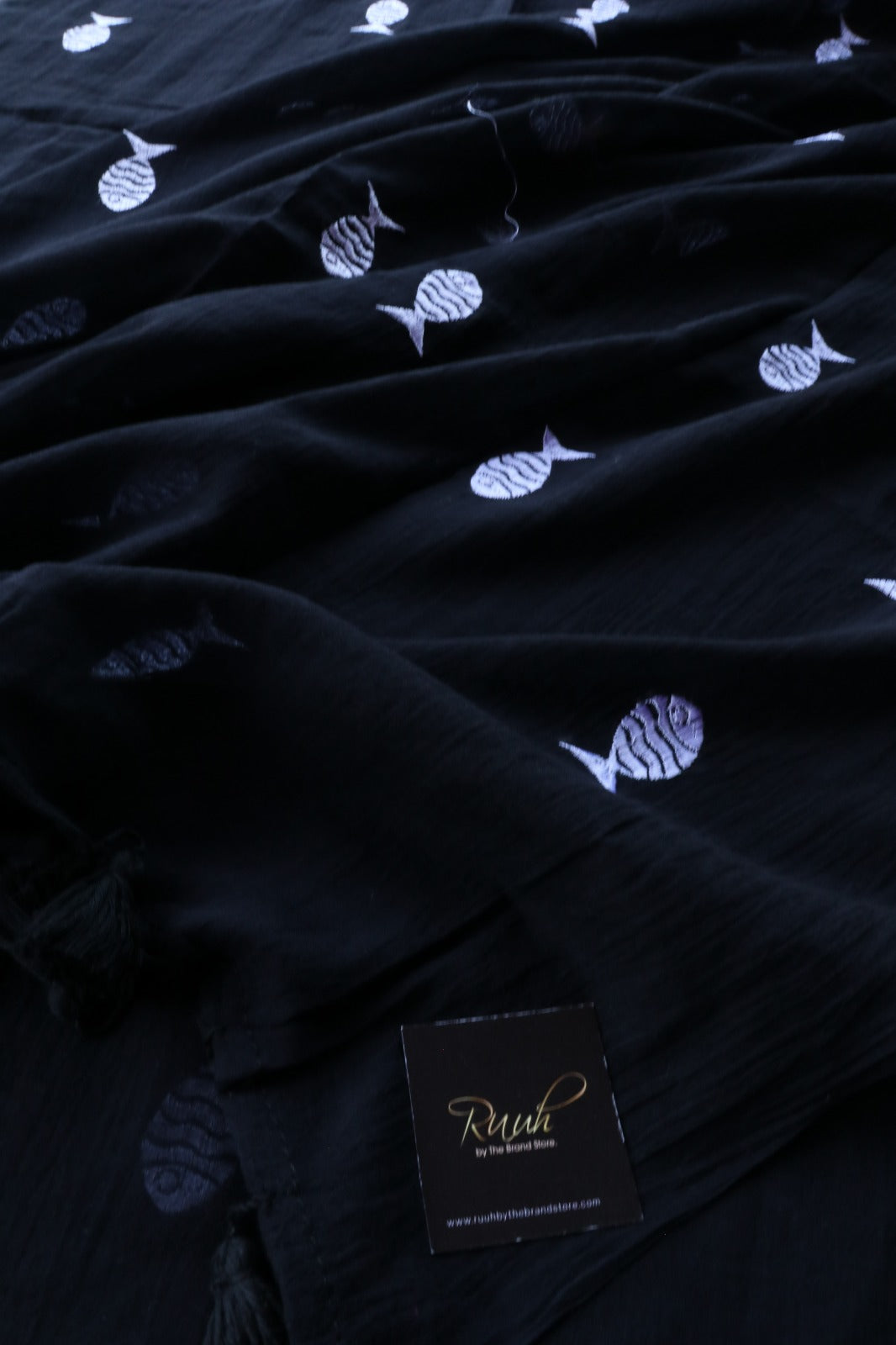 BLACK MULMUL FISH EMBROIDERY