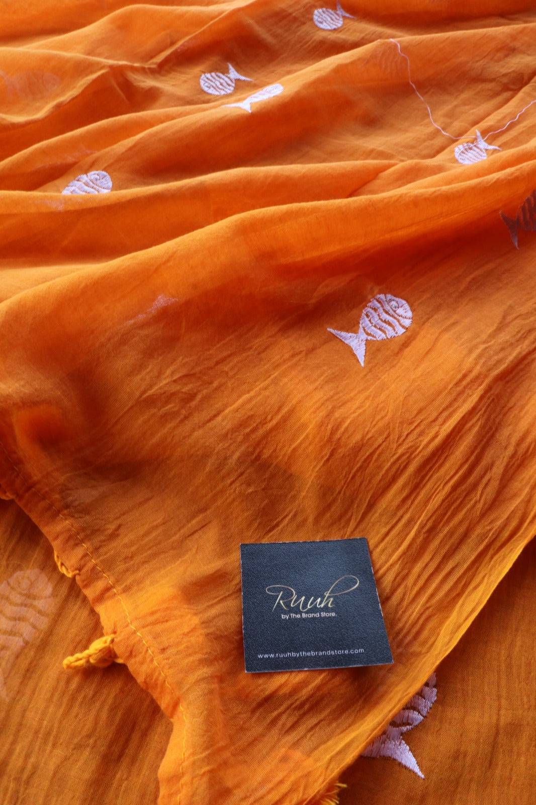 ORANGE MULMUL FISH EMBROIDERY