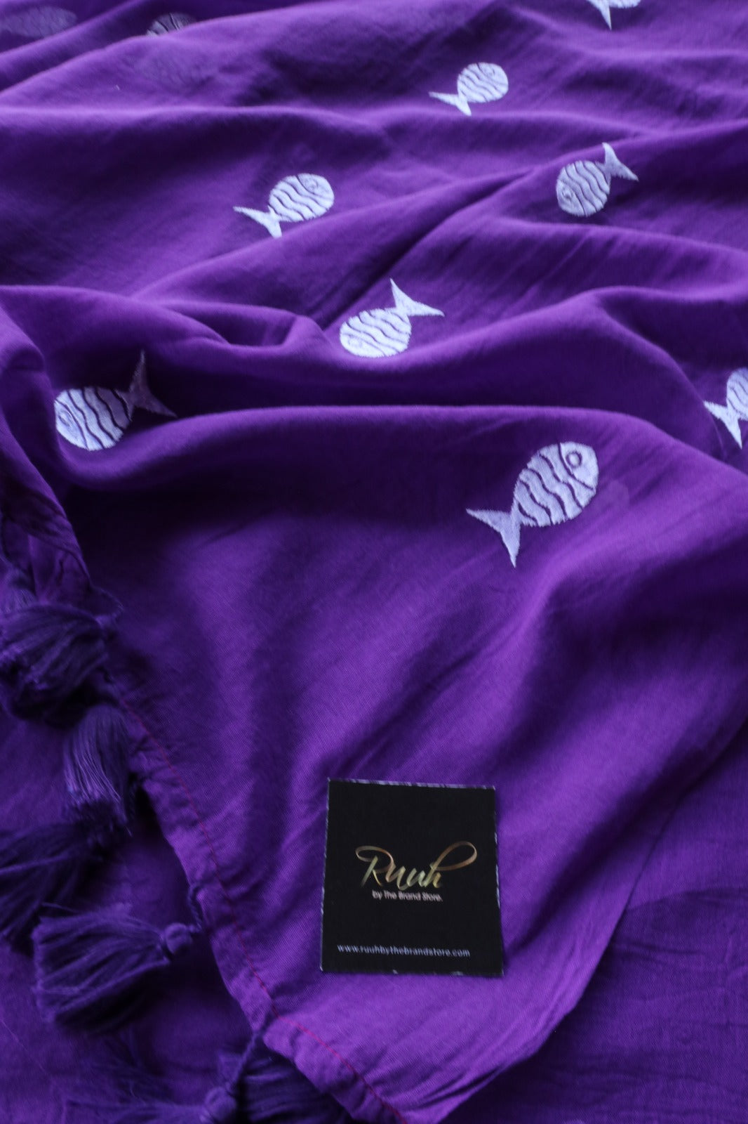 PURPLE MULMUL FISH EMBROIDERY