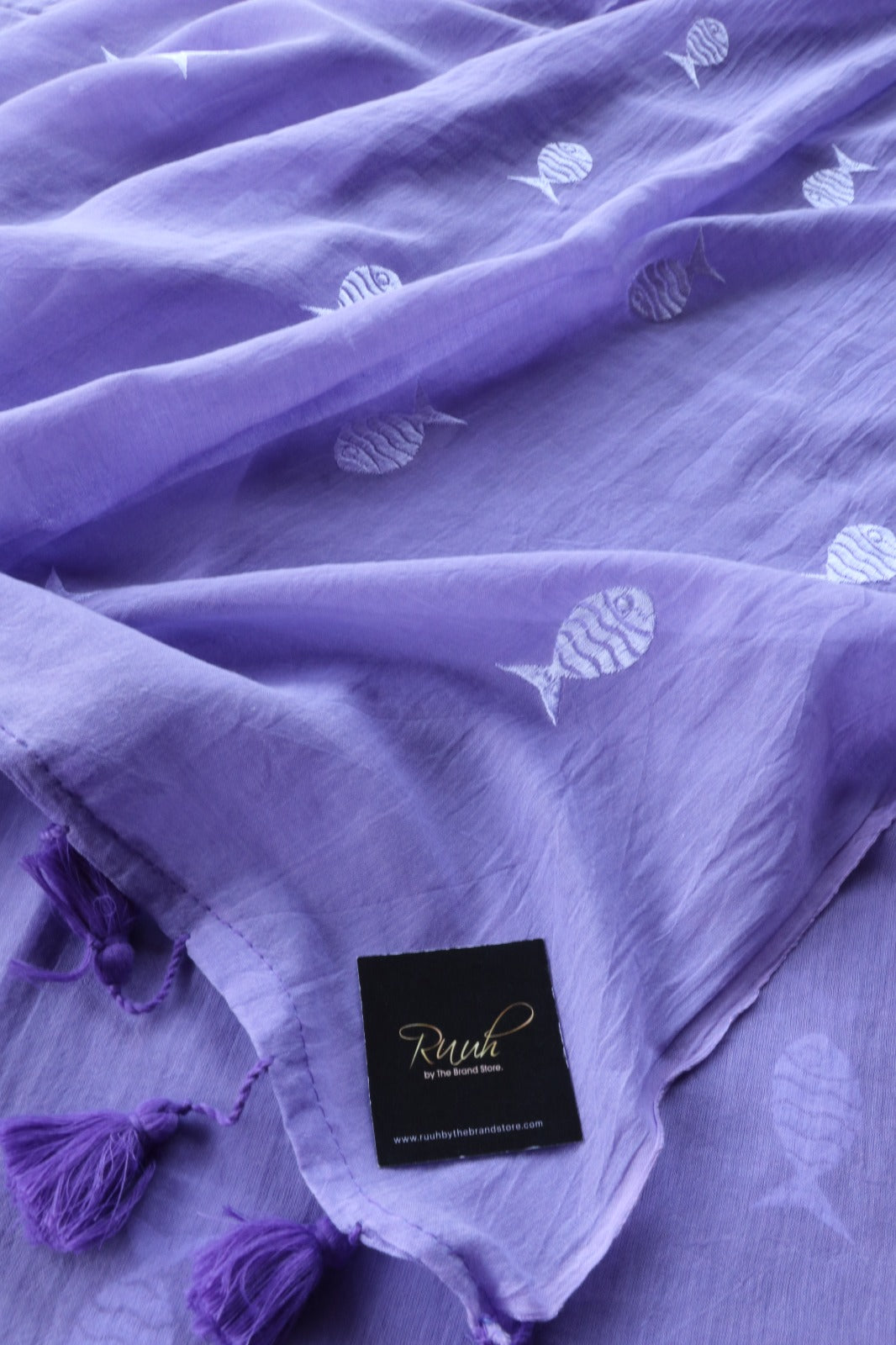 LAVENDER MULMUL FISH EMBROIDERY