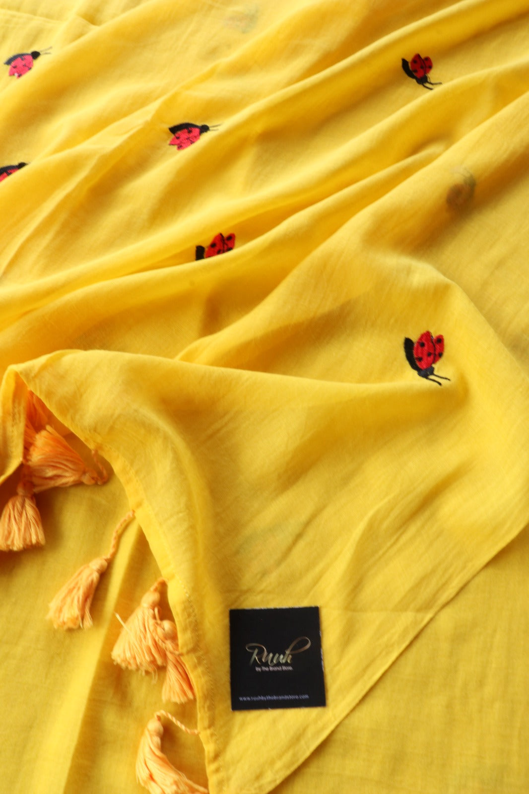 YELLOW MULMUL HONEY BEE EMBROIDERY
