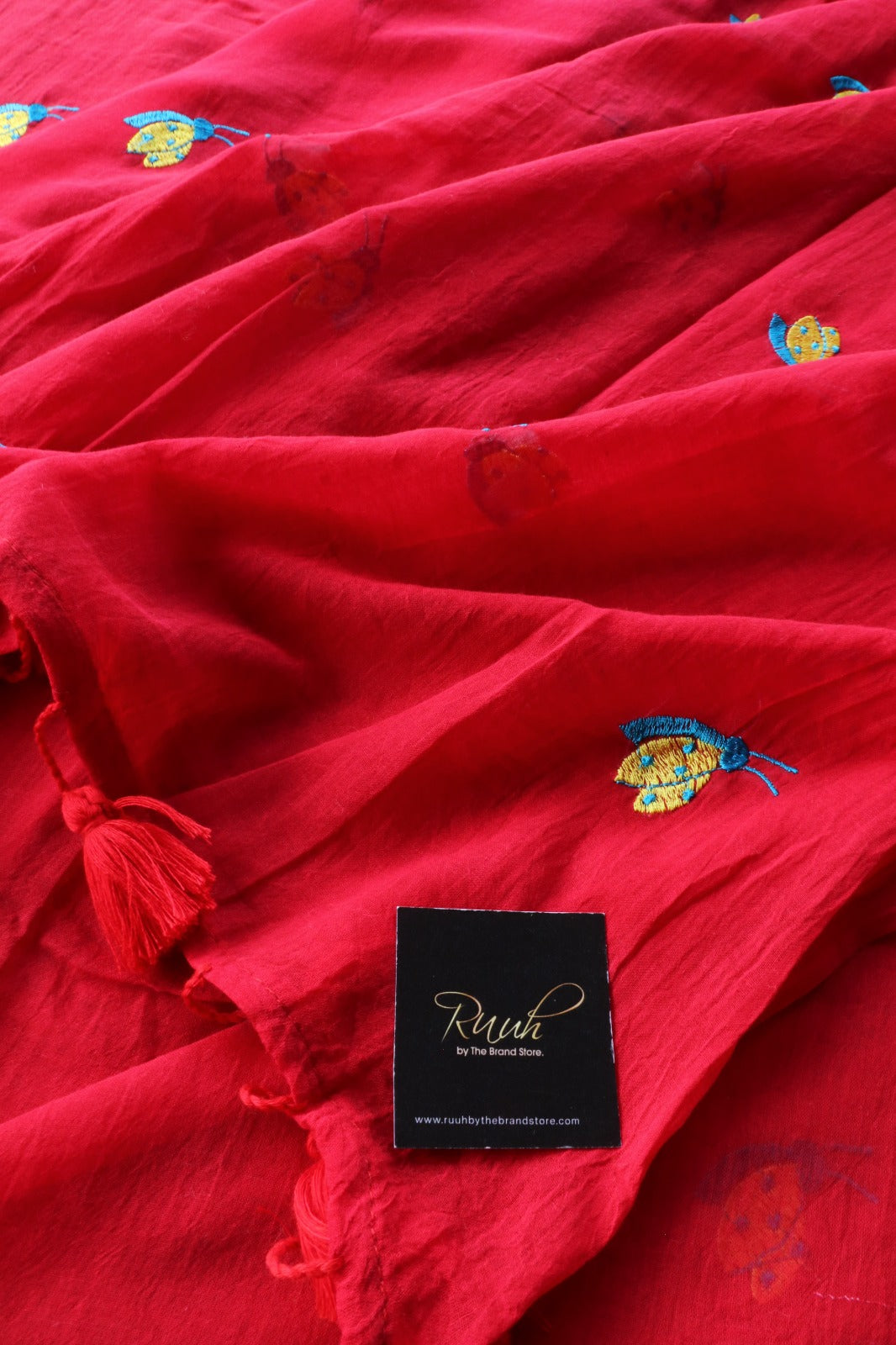 RED MULMUL HONEY BEE EMBROIDERY