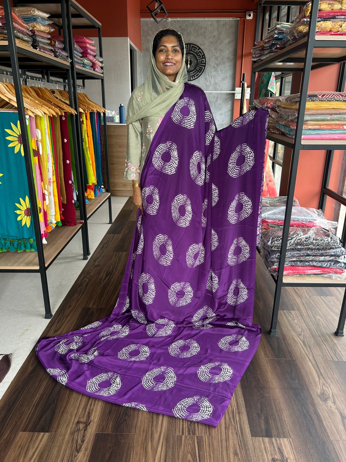 PURPLE SEMI MODAL SATIN SILK SAREE