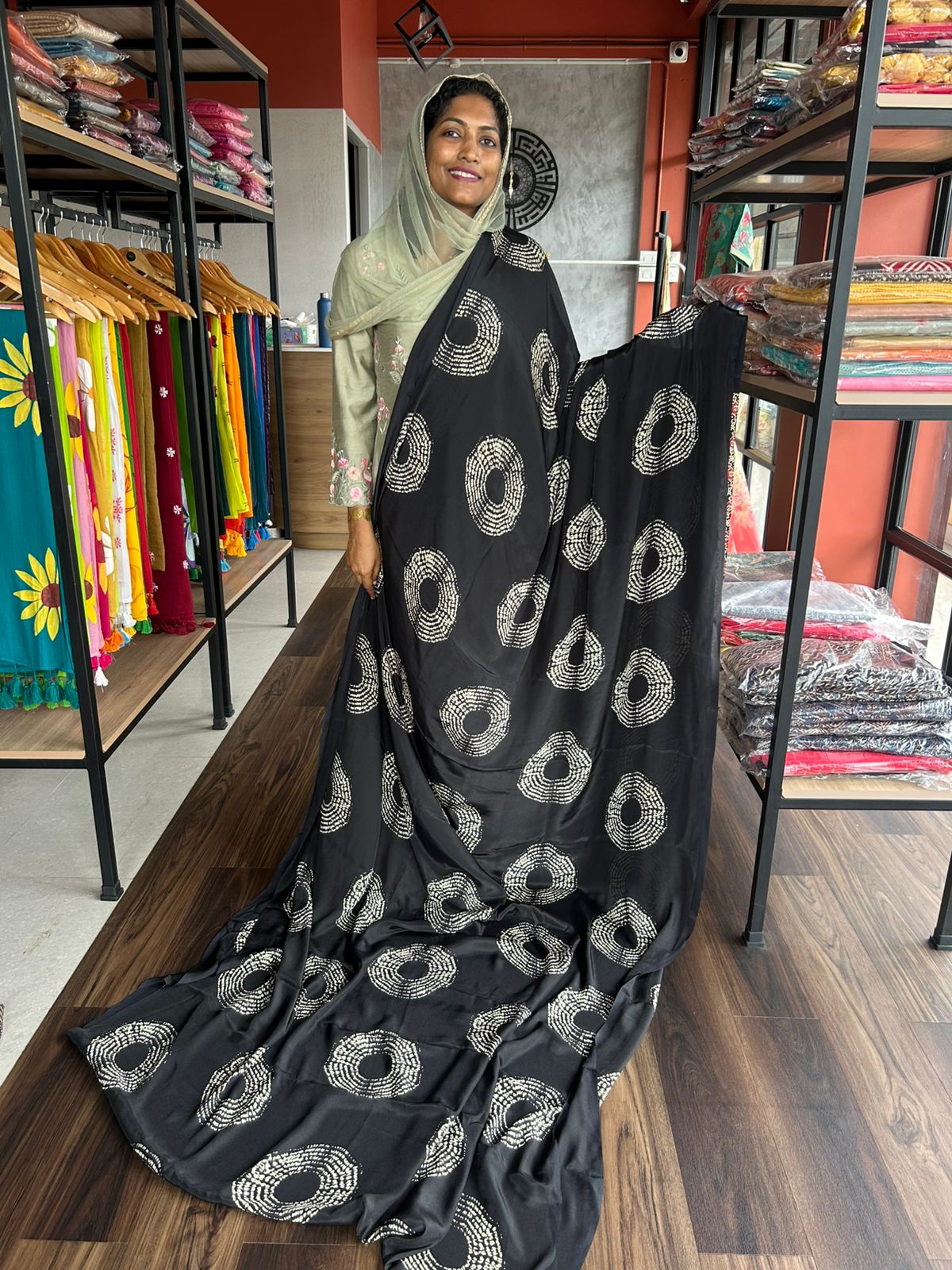 BLACK SEMI MODAL SATIN SILK
