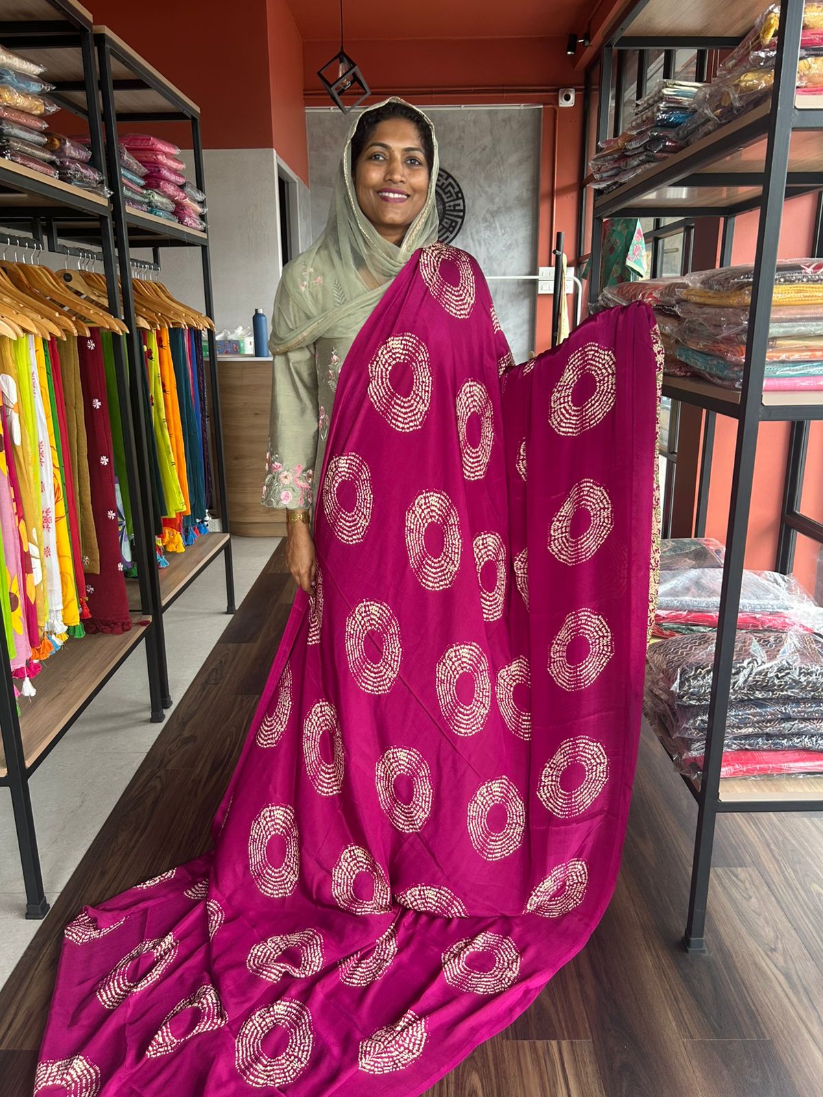 MAGENTA SEMI MODAL SATIN SILK SAREE