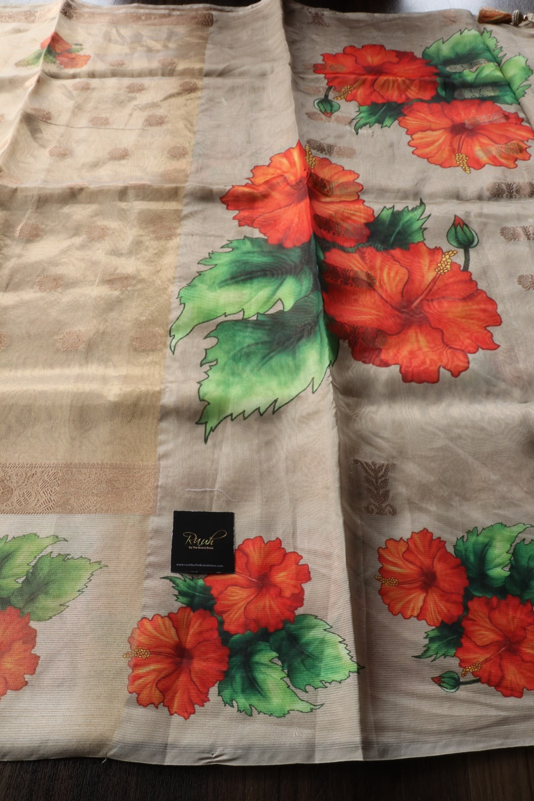 FLORAL PRINTED TISSUE SAREE