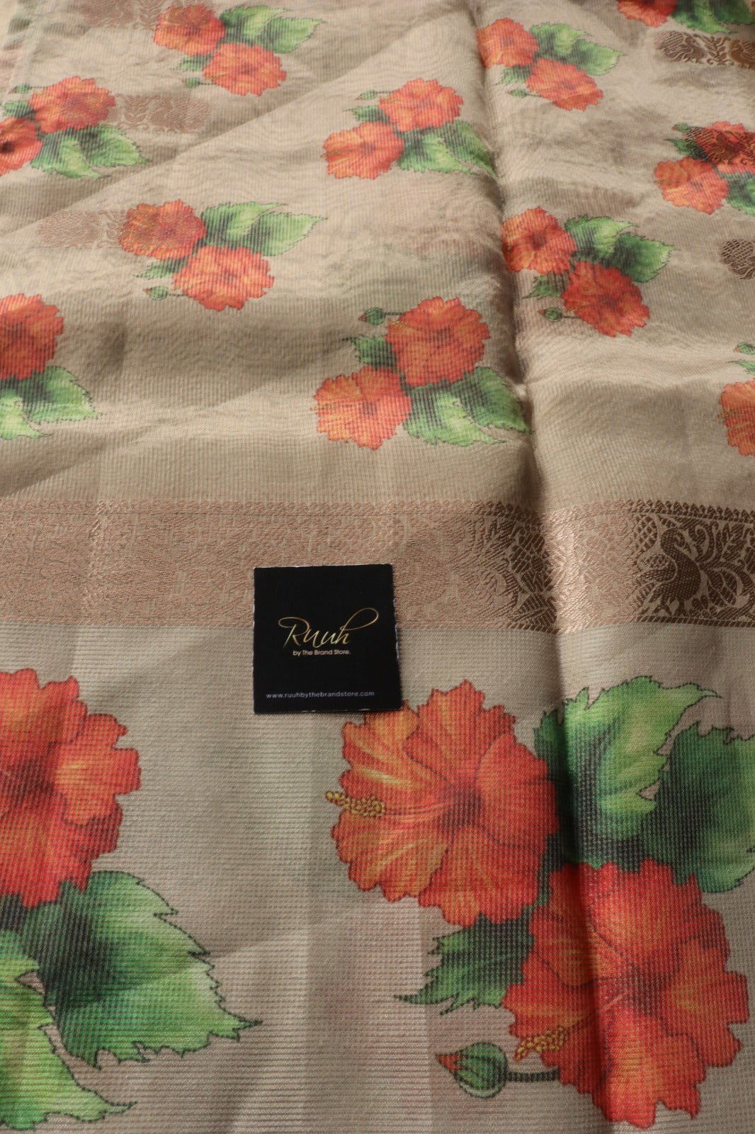 FLORAL PRINTED TISSUE SAREE