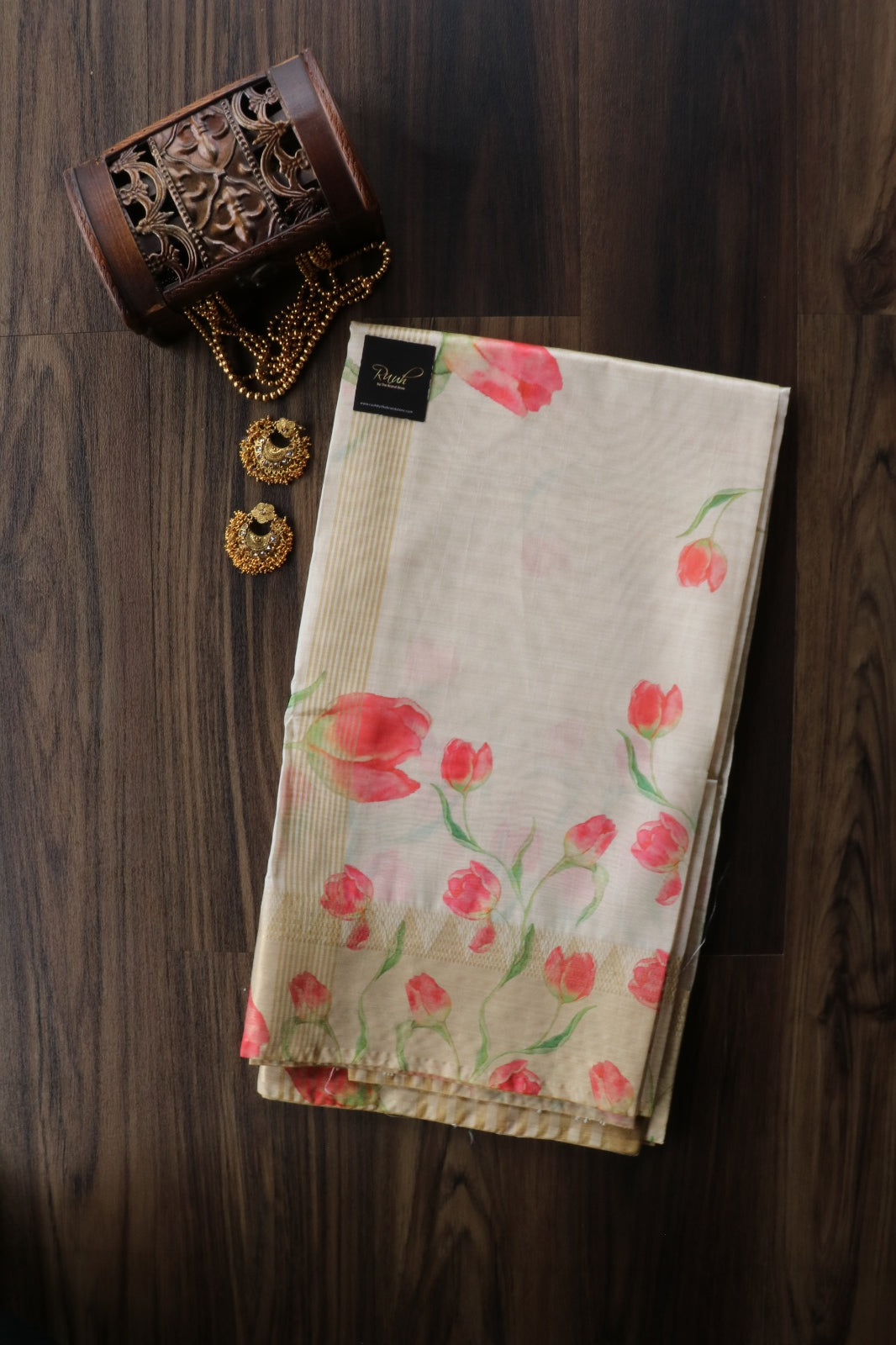 TULIP FLOWER PRINTED SEMI SILK SAREE