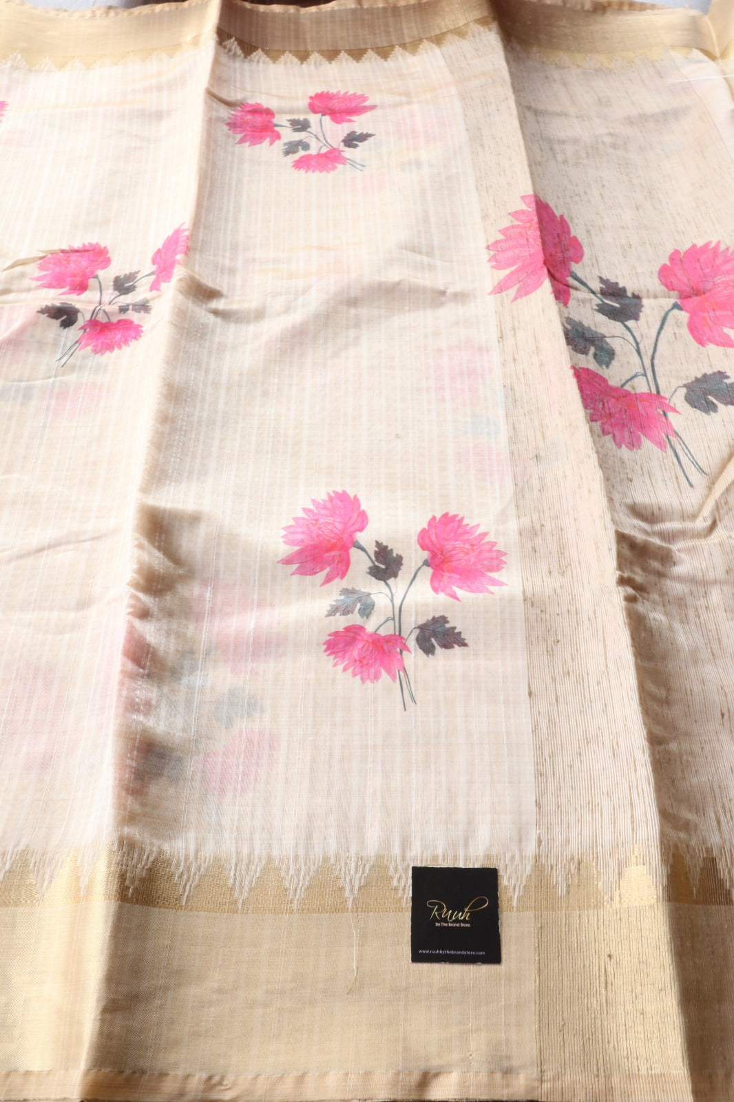 PINK FLORAL PRINTED SEMI SILK SAREE