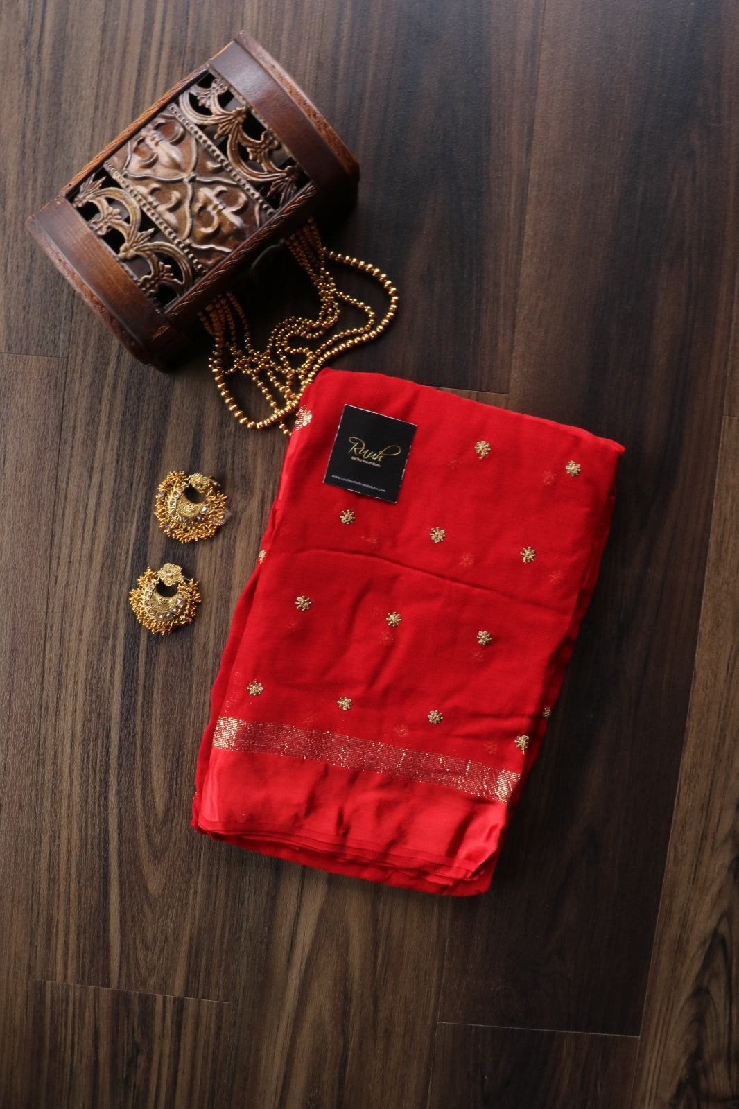 BRIGHT RED VISCOSE GEORGETTE SAREE
