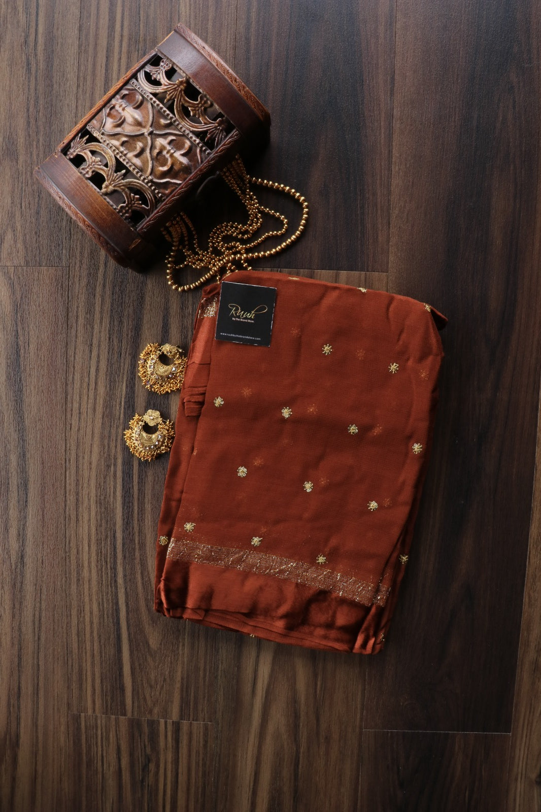 DARK BROWN VISCOSE GEORGETTE SAREE