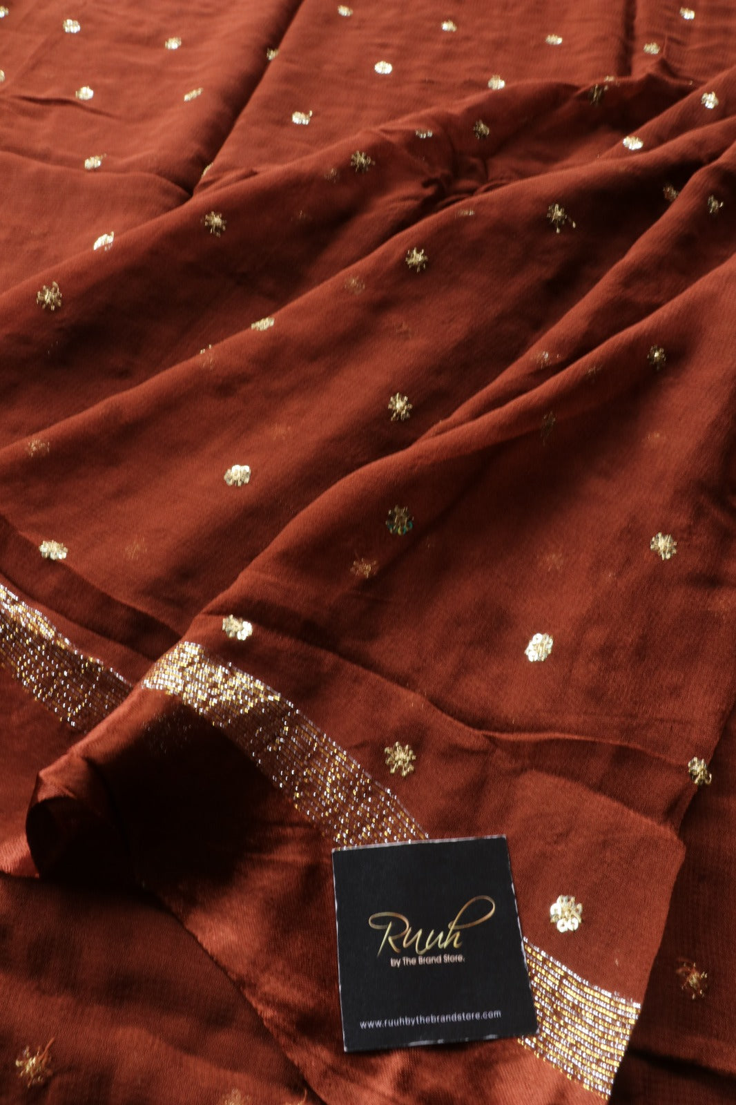 DARK BROWN VISCOSE GEORGETTE SAREE