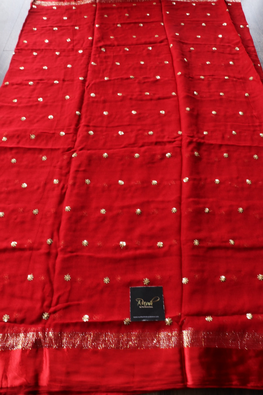 BRIGHT RED VISCOSE GEORGETTE SAREE