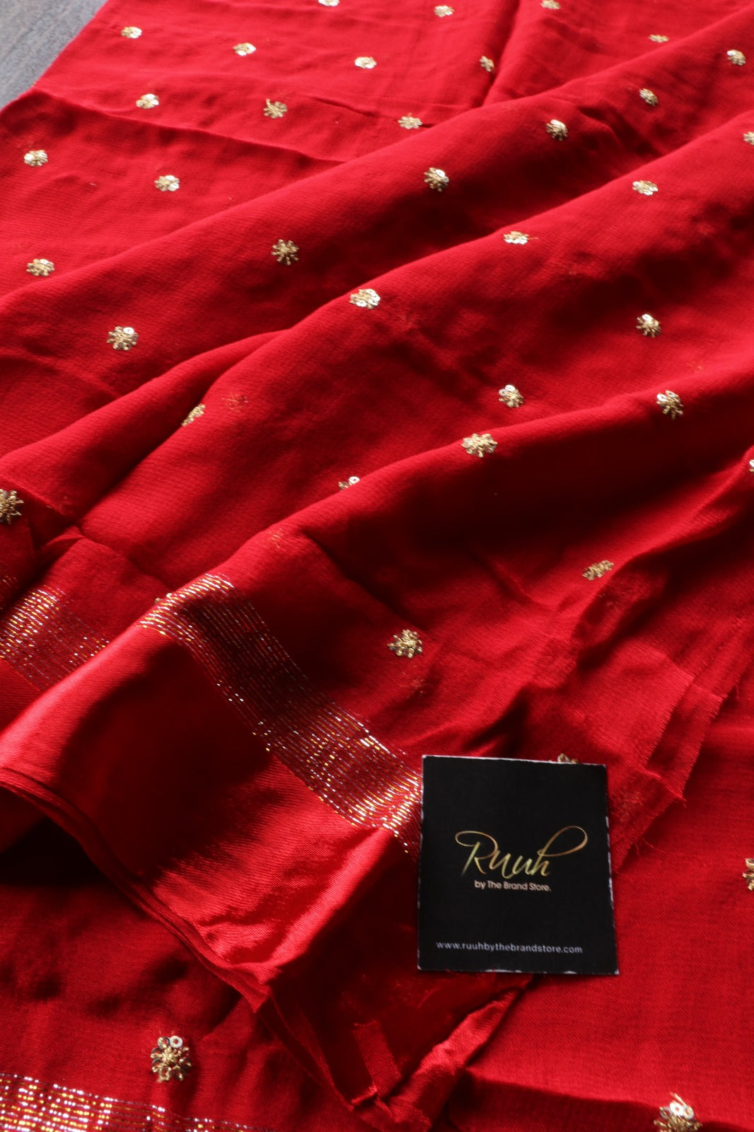 BRIGHT RED VISCOSE GEORGETTE SAREE
