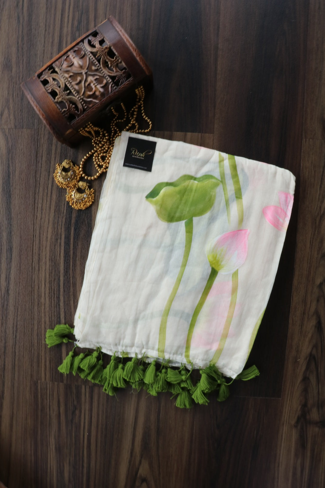 LOTUS HANDPAINTED MULMUL COTTON SAREE