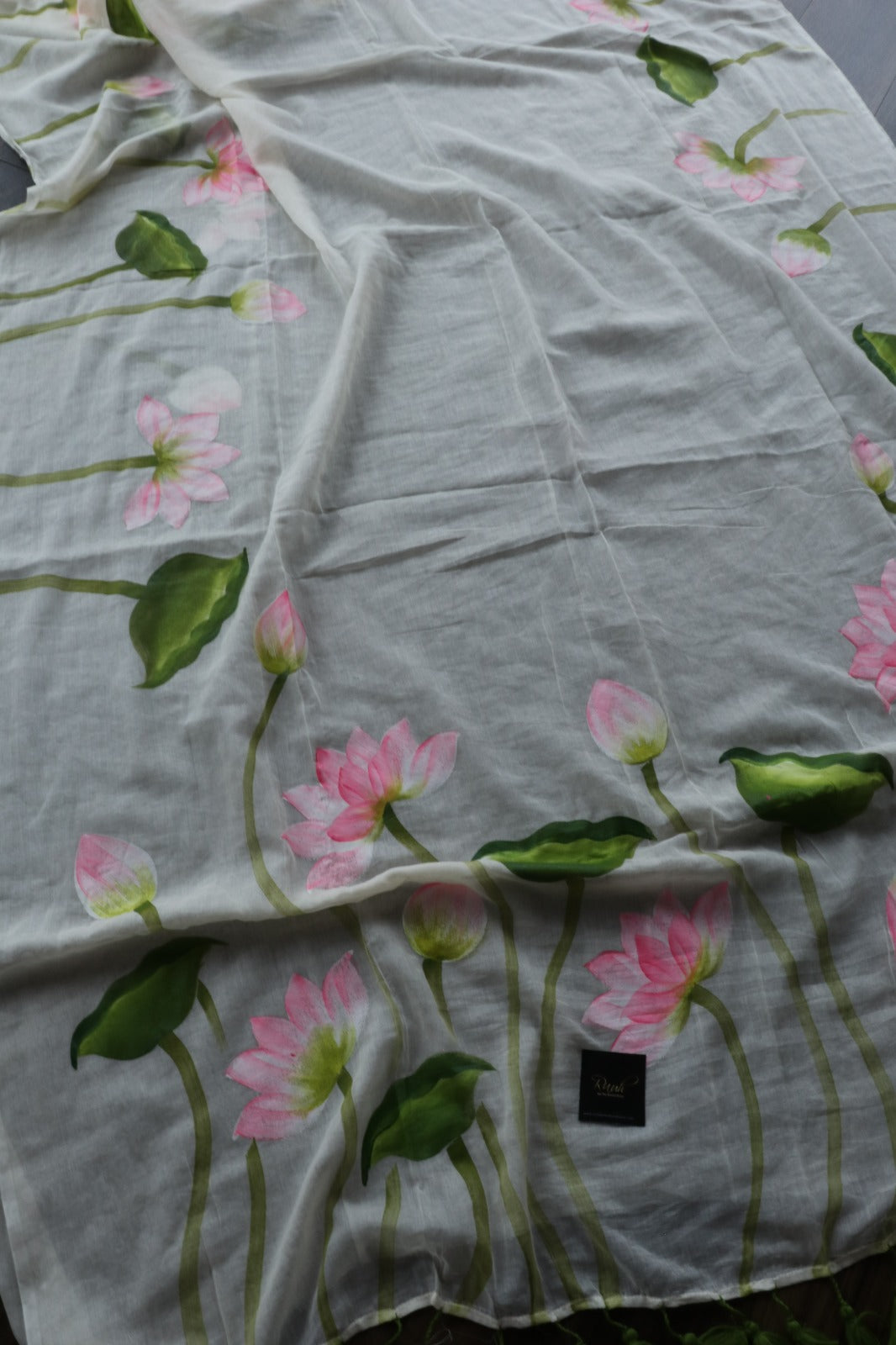 LOTUS HANDPAINTED MULMUL COTTON SAREE