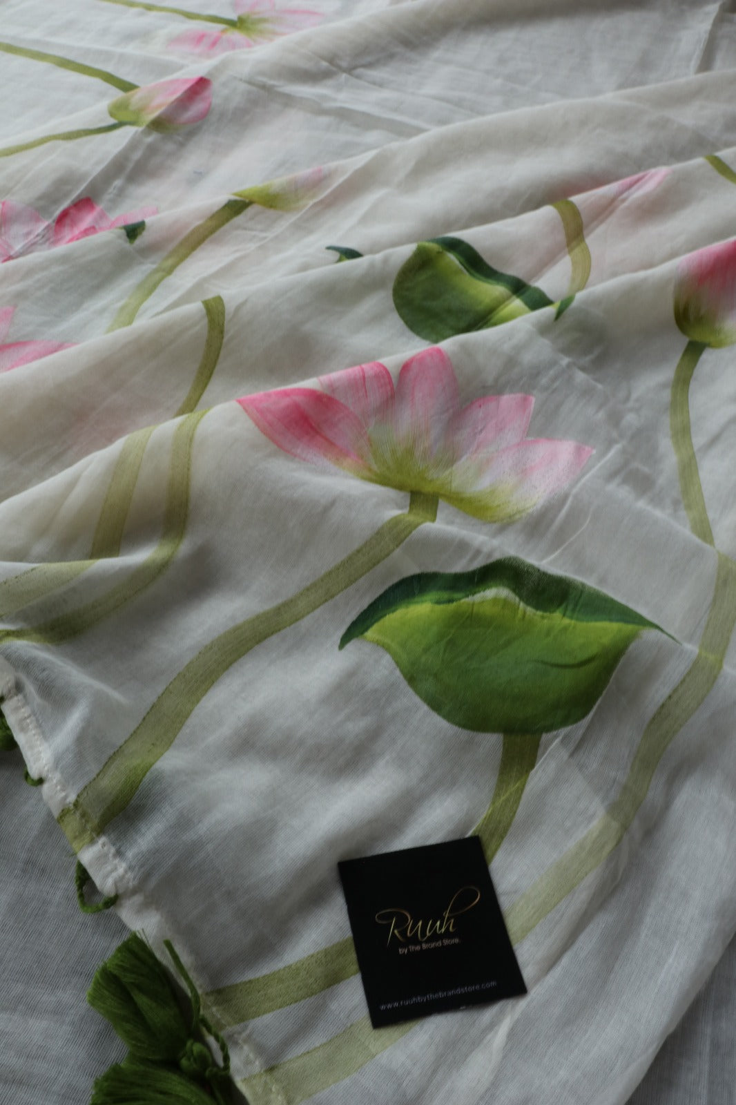 LOTUS HANDPAINTED MULMUL COTTON SAREE